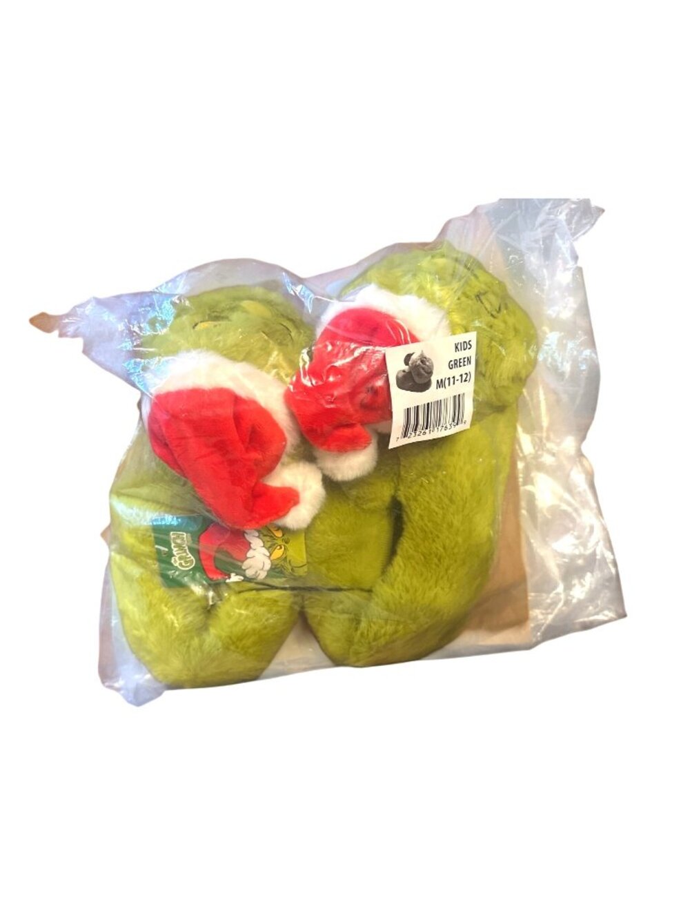 Grinch Holiday Kids Slippers Green M(11-12) Plush Christmas Footwear